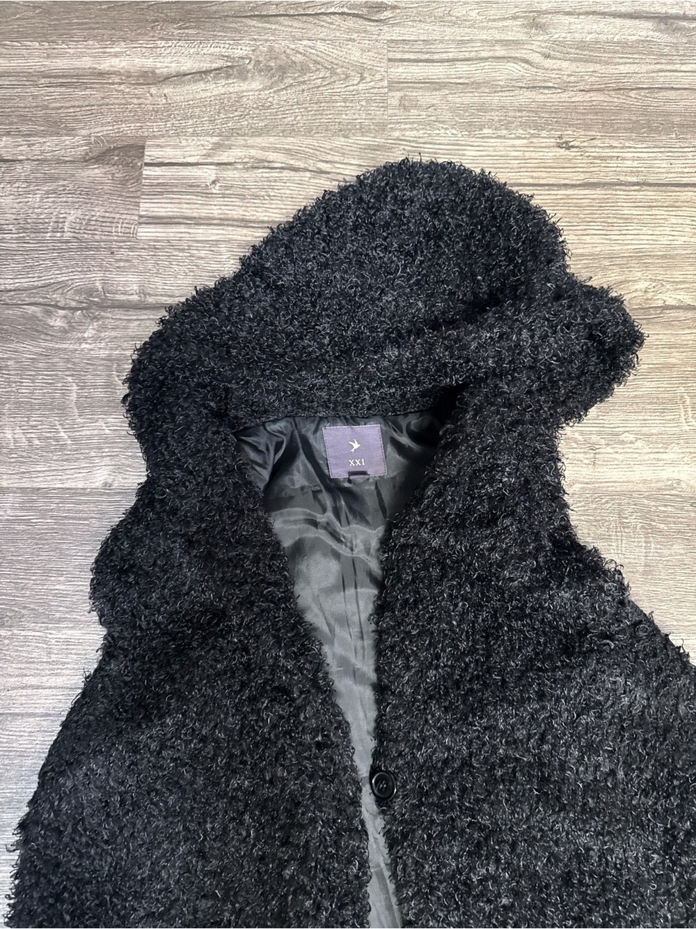 Forever 21 XXI Black Faux Fur Teddy Vest Size Large - Picture 3 of 8